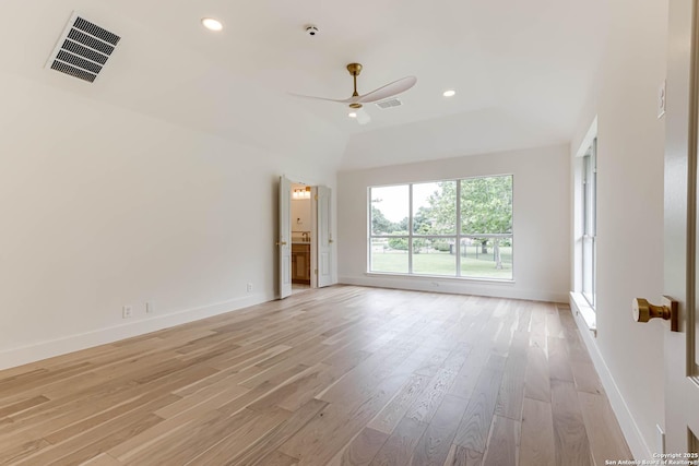 7335 Scintilla Ln, Boerne, TX 78015 - empty room featuring light wood-style flooring, a ceiling fan, baseboards, and recessed lighting