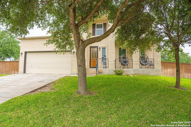 obstructed view of property featuring concrete driveway and a garage