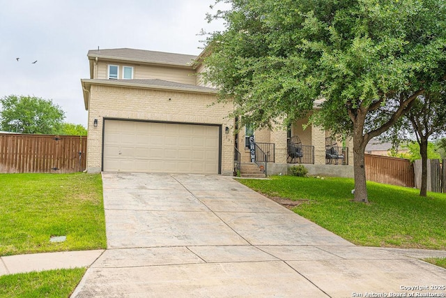 view of front of house featuring concrete driveway, a garage, and a gate