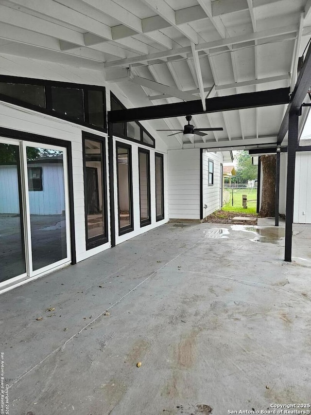 view of patio featuring a ceiling fan