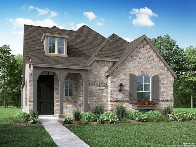 1818 Nettletree, New Braunfels, TX 78132 - view of front of house with a front lawn, brick siding, and stone siding