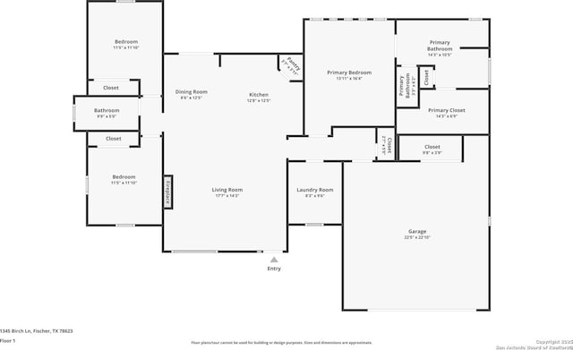 1345 Birch Ln, Fischer, TX 78623 - home floor plan