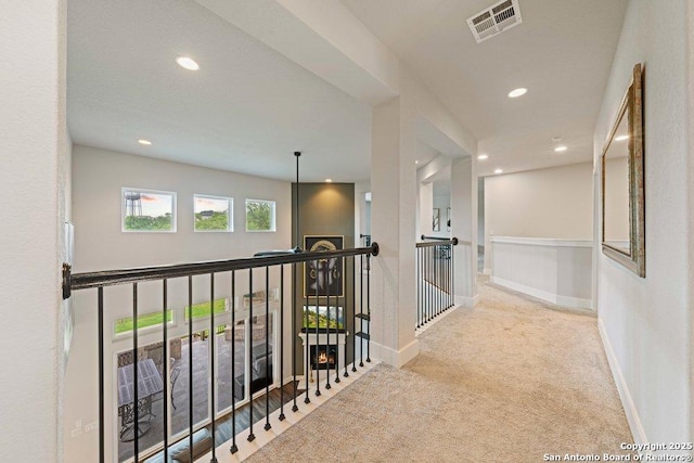 150 Cool Rock, Boerne, TX 78006 - corridor featuring carpet floors, recessed lighting, baseboards, and an upstairs landing