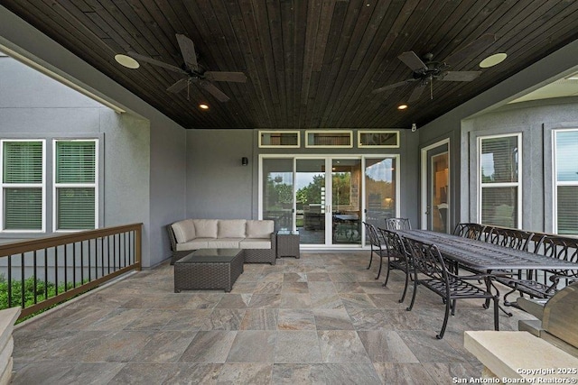 150 Cool Rock, Boerne, TX 78006 - view of patio / terrace with a ceiling fan, outdoor dining area, and an outdoor hangout area