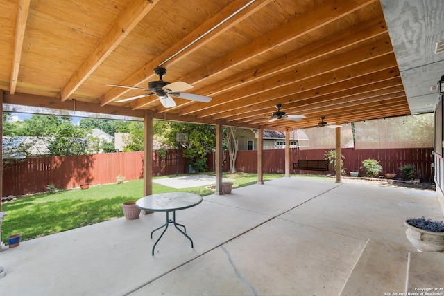 view of patio / terrace featuring ceiling fan