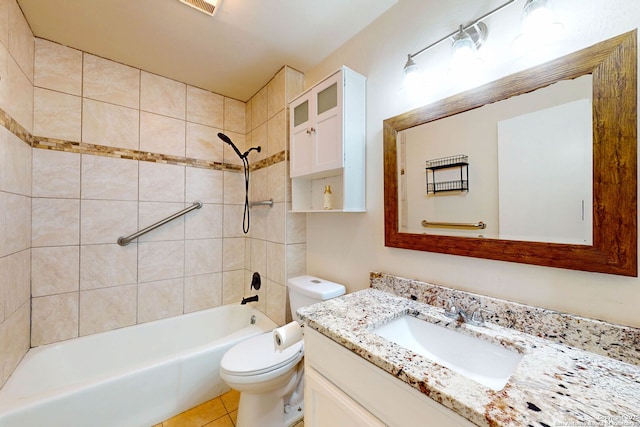 5423 Princess Diane, San Antonio, TX 78229 - bathroom with toilet, vanity, bathtub / shower combination, and tile patterned floors
