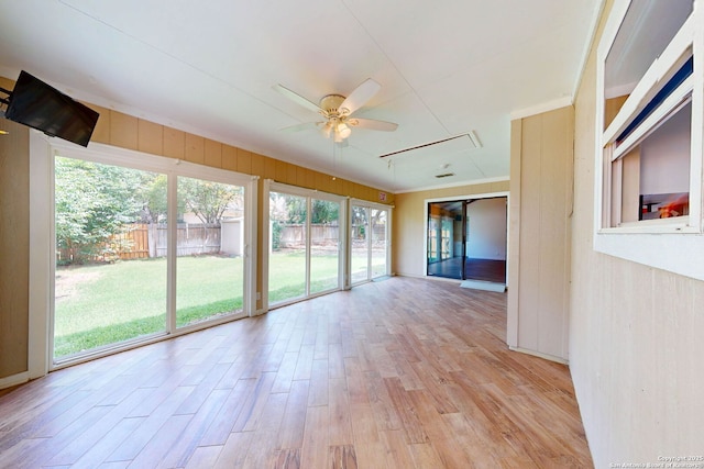 5423 Princess Diane, San Antonio, TX 78229 - unfurnished sunroom featuring wood finished floors and wood walls