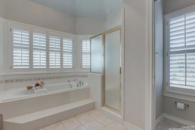 27 Sherborne Wood, San Antonio, TX 78218 - full bathroom with a bath, a stall shower, and tile patterned floors