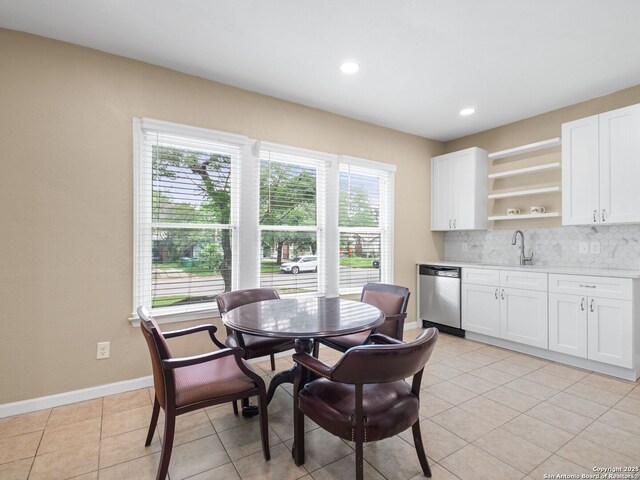 928 W Huisache, San Antonio, TX 78201 - dining space with light tile patterned floors, baseboards, and recessed lighting