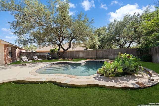 view of swimming pool with a patio