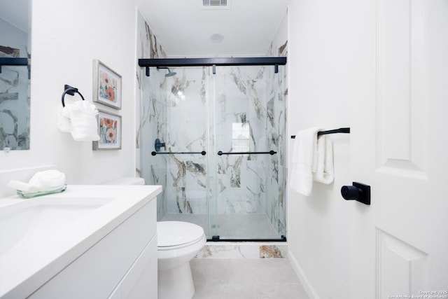 15031 Geronimo, San Antonio, TX 78254 - full bath with a marble finish shower, toilet, marble finish flooring, and vanity