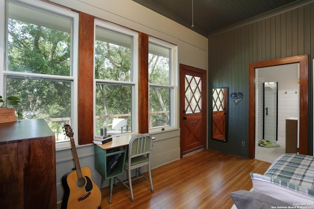 6160 Fm 2538, Marion, TX 78124 - interior space featuring hardwood / wood-style floors and wood walls