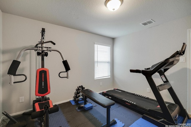 6039 Olson Blfs, San Antonio, TX 78252 - exercise area with baseboards and a textured ceiling