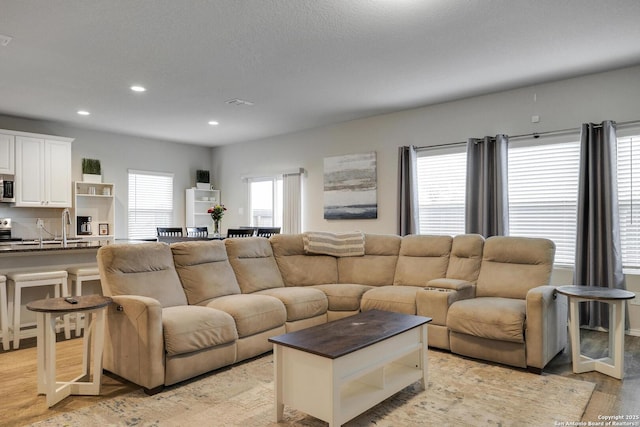 6039 Olson Blfs, San Antonio, TX 78252 - living room featuring light wood finished floors and recessed lighting