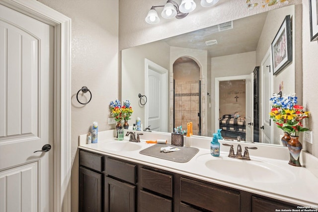 8707 Kallison Arbor, San Antonio, TX 78254 - full bath with double vanity and a textured wall
