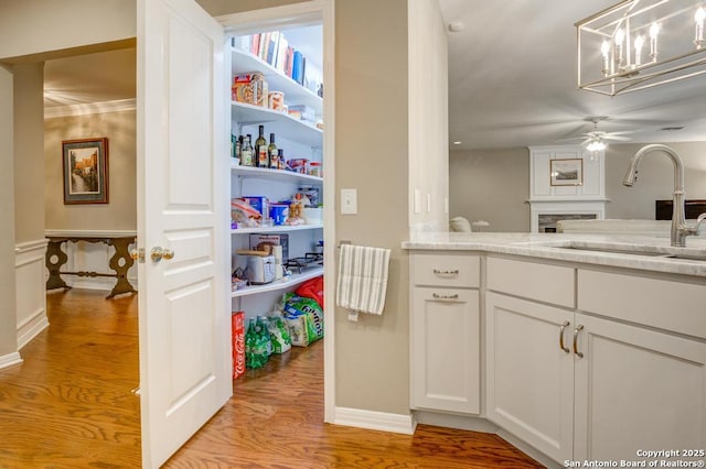 storage area with a sink