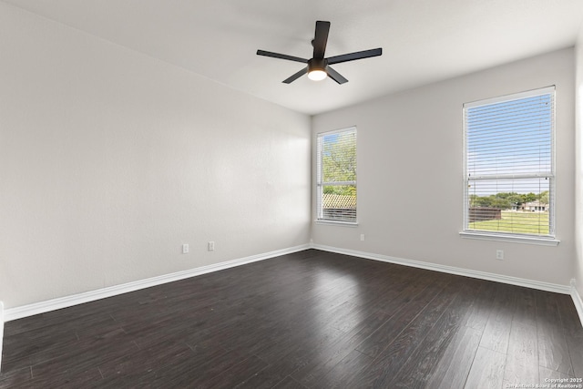 3727 Columbia, Cibolo, TX 78108 - empty room featuring ceiling fan, baseboards, and dark wood-style flooring