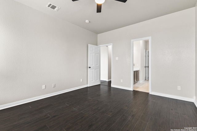 3727 Columbia, Cibolo, TX 78108 - unfurnished room with a ceiling fan, dark wood-style floors, and baseboards