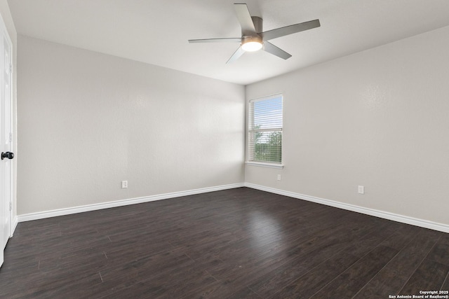 3727 Columbia, Cibolo, TX 78108 - spare room with ceiling fan, dark wood-type flooring, and baseboards