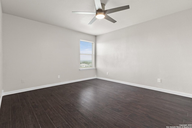 3727 Columbia, Cibolo, TX 78108 - unfurnished room featuring ceiling fan, dark wood finished floors, and baseboards