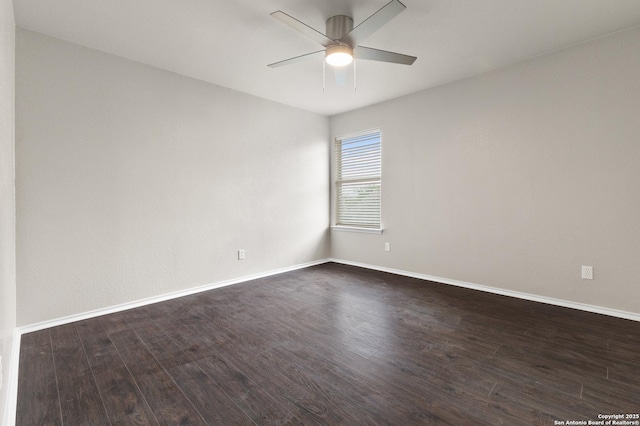 3727 Columbia, Cibolo, TX 78108 - spare room featuring dark wood finished floors, baseboards, and ceiling fan