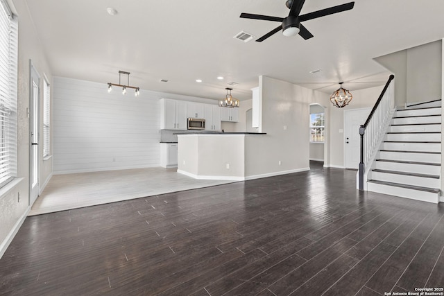 3727 Columbia, Cibolo, TX 78108 - unfurnished living room with ceiling fan, baseboards, wood finished floors, and recessed lighting