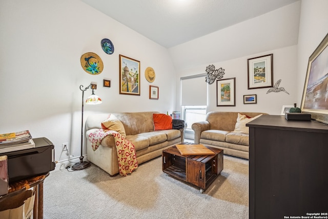 14074 May Mist, San Antonio, TX 78253 - carpeted living area featuring vaulted ceiling and baseboards