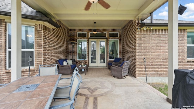 3318 Jasons, Marion, TX 78124 - view of patio featuring french doors, ceiling fan, and outdoor dining space