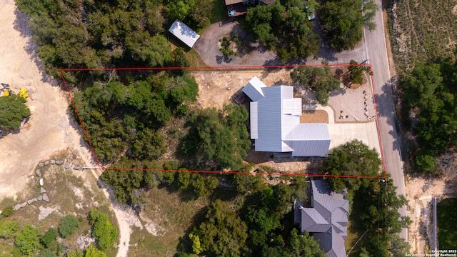 aerial view of property's location featuring property parcel outlined