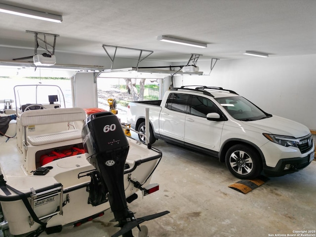 garage with a garage door opener