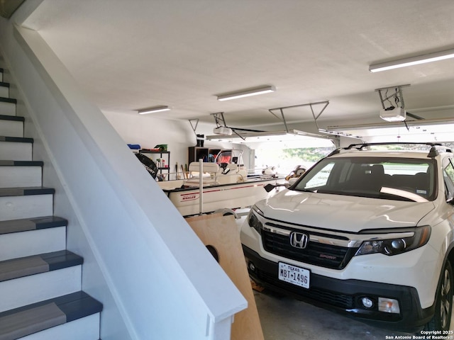 garage with a garage door opener