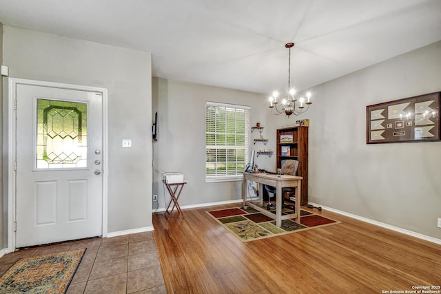 141 Glen Eagles, Cibolo, TX 78108 - entryway featuring a chandelier and baseboards