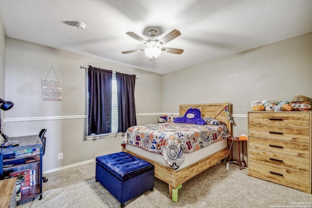 141 Glen Eagles, Cibolo, TX 78108 - bedroom with carpet, baseboards, and ceiling fan