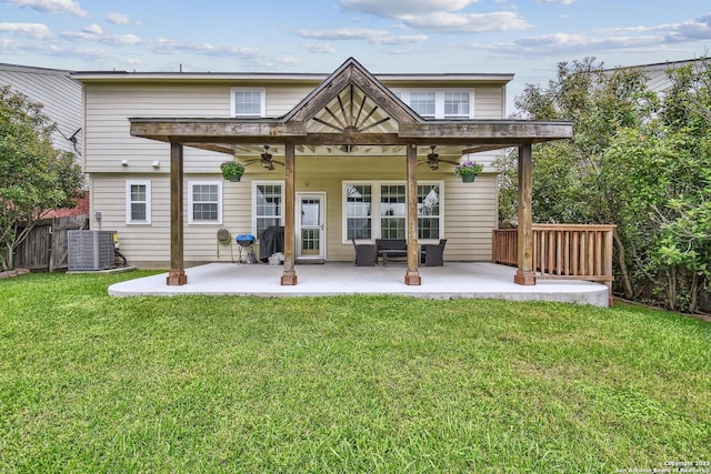 141 Glen Eagles, Cibolo, TX 78108 - back of house featuring ceiling fan, central air condition unit, and a patio area