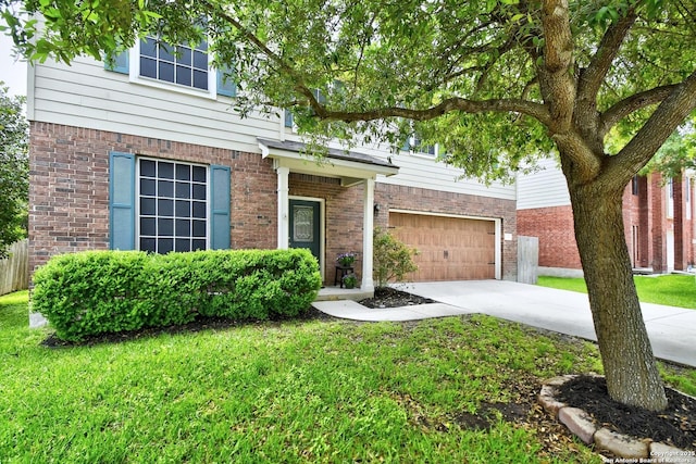 141 Glen Eagles, Cibolo, TX 78108 - multi unit property with concrete driveway, a front yard, brick siding, and an attached garage