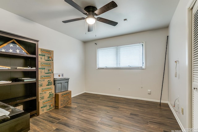 111 Cotillion, Castle Hills, TX 78213 - unfurnished office featuring a ceiling fan, baseboards, and wood finished floors