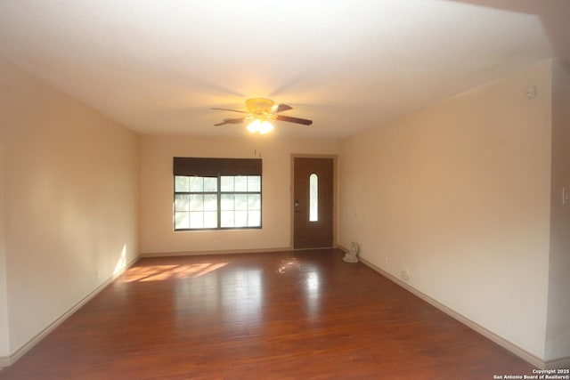 3084 Rustler, Canyon Lake, TX 78133 - unfurnished room featuring ceiling fan, wood finished floors, and baseboards