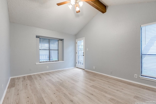 5615 Timber Bark, San Antonio, TX 78250 - empty room with a ceiling fan, light wood finished floors, and baseboards