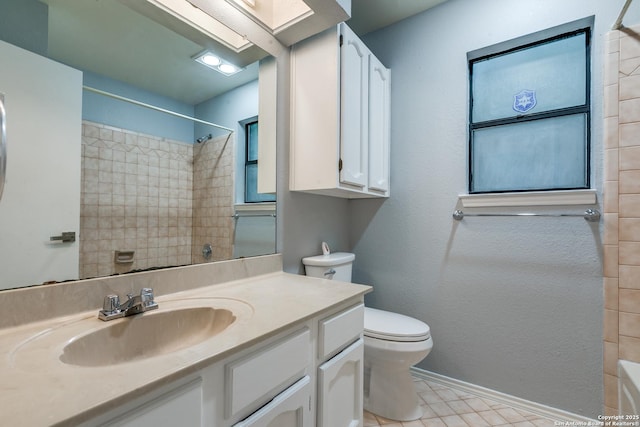 5615 Timber Bark, San Antonio, TX 78250 - full bath with toilet, vanity, tile patterned flooring, and bathing tub / shower combination