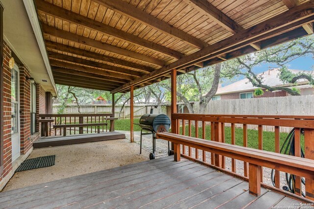 5615 Timber Bark, San Antonio, TX 78250 - deck featuring grilling area and a fenced backyard