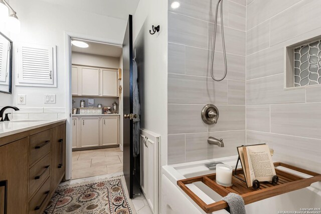 7500 Callaghan Rd Unit 108, San Antonio, TX 78229 - full bathroom with a shower, vanity, tile patterned floors, and a tub