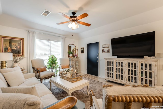 7500 Callaghan Rd Unit 108, San Antonio, TX 78229 - living area featuring ceiling fan and baseboards
