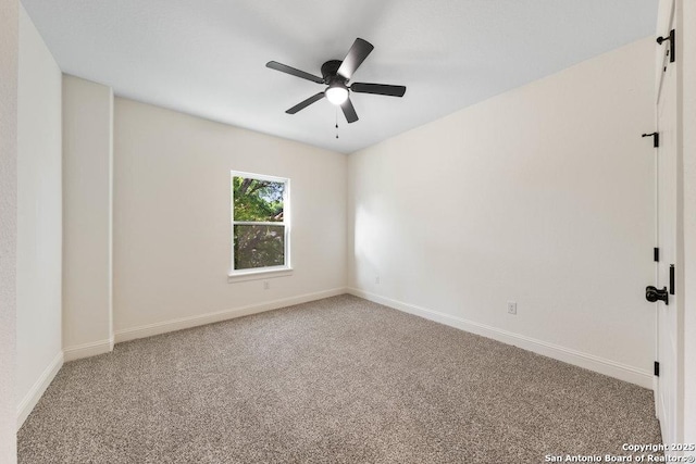 1310 S Mesquite, San Antonio, TX 78210 - unfurnished room featuring carpet, ceiling fan, and baseboards