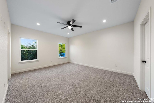 1310 S Mesquite, San Antonio, TX 78210 - unfurnished room featuring carpet, a ceiling fan, recessed lighting, and baseboards
