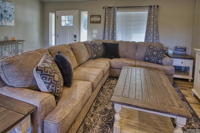1139 Cedar Bnd, Canyon Lake, TX 78133 - living room featuring wood finished floors