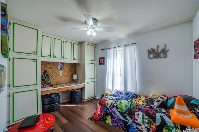 10180 Aliann, Atascosa, TX 78002 - bedroom with dark wood finished floors and ceiling fan