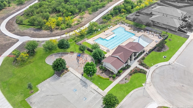 bird's eye view of a pool
