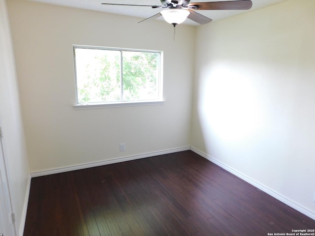 8918 Kenton Mist, San Antonio, TX 78240 - unfurnished room with a ceiling fan, dark wood finished floors, and baseboards