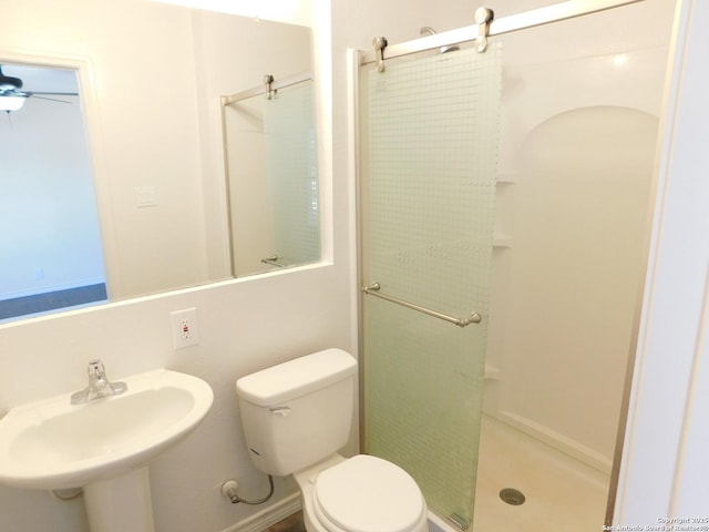8918 Kenton Mist, San Antonio, TX 78240 - full bath with a shower stall, a sink, toilet, and ceiling fan