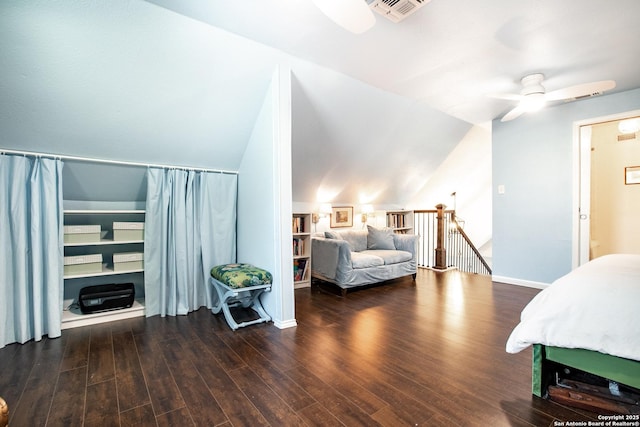 243 N, San Antonio, TX 78201 - bedroom with wood finished floors and vaulted ceiling